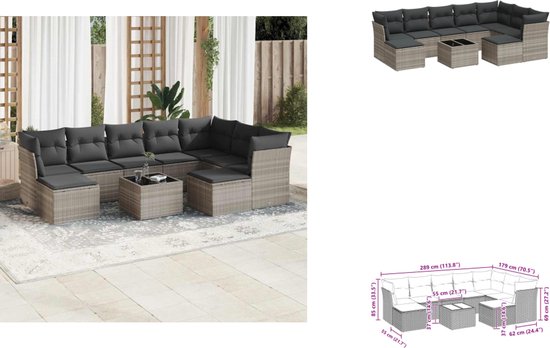 vidaXL-10-delige-Loungeset-met-kussens-poly-rattan-grijs