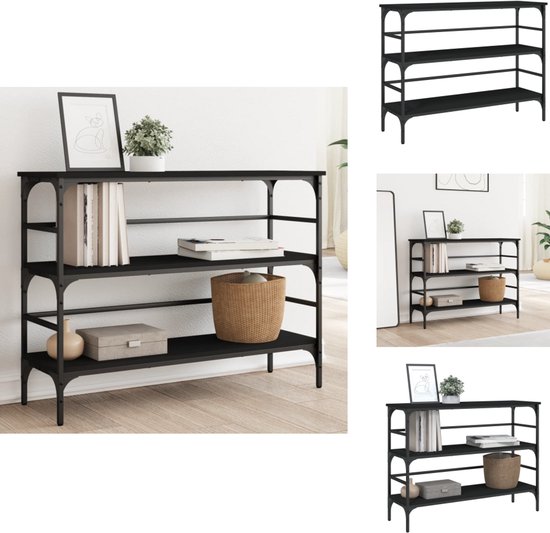 vidaXL Wandtafel 100x30x75 cm bewerkt hout zwart, bijzettafel, hoge tafel, woonkamertafel, console tafel, tafeltje, gangkastje, halkastje, haltafeltje