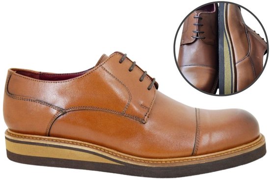 Stravers - Chaussures à lacets pour homme, style sportif, pointure 39, semelle en caoutchouc, marron, petite pointure