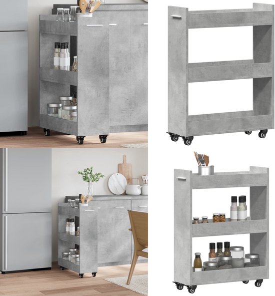 vidaXL Armoire - Armoires - Armoire latérale - Armoire latérale - Armoire à roulettes 60x22x79 bois traité gris béton