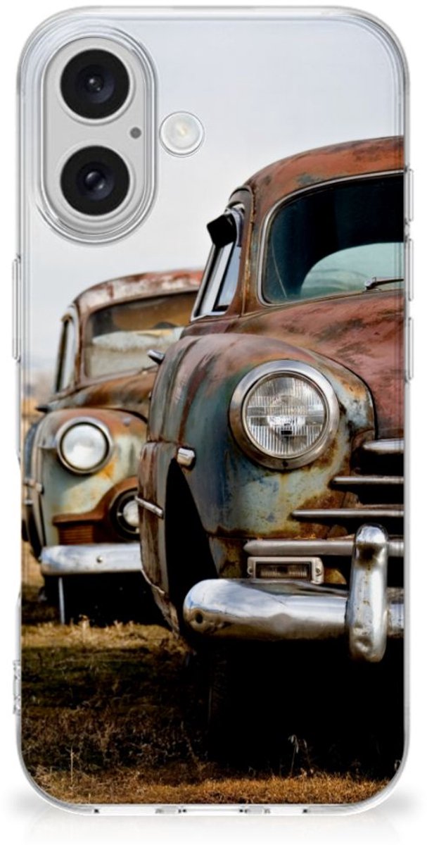 iPhone 16 plus Siliconen Hoesje met foto Vintage Auto