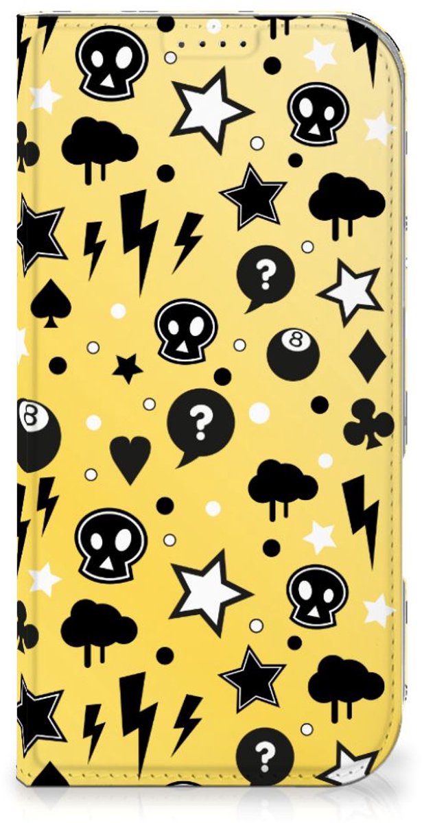 Standcase Hoesje voor Mobiel BookCase iPhone 16 Pro Max Punk Geel