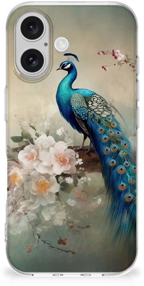 TPU Hoesje voor iPhone 16 Vintage Pauwen