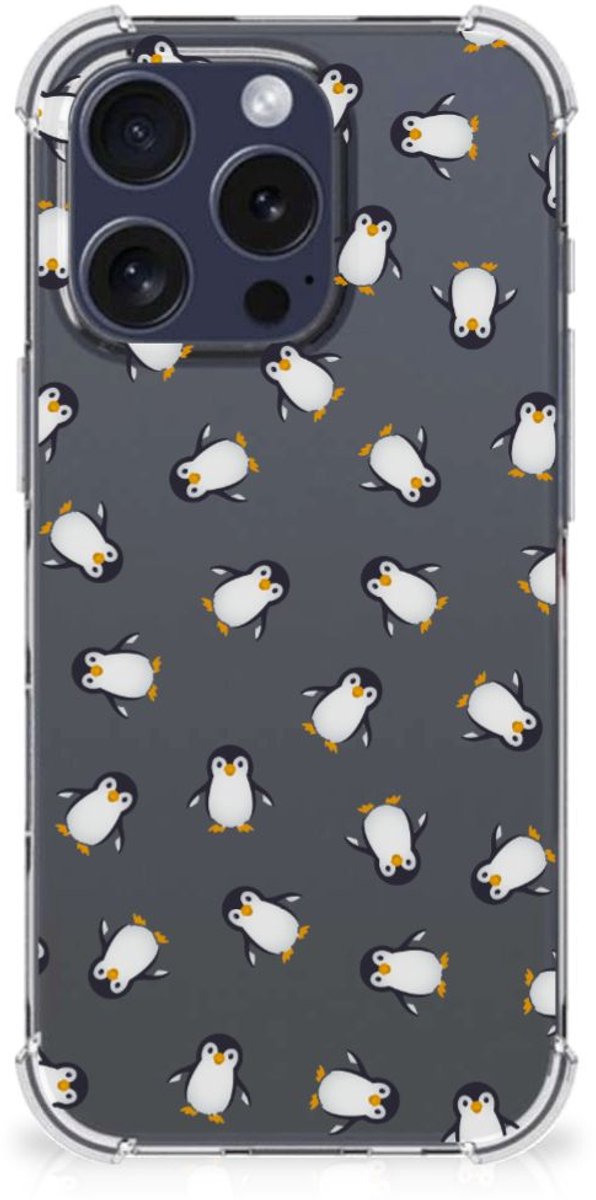 Doorzichtige Silicone Hoesje voor iPhone 16 Pro Max Pinguïn