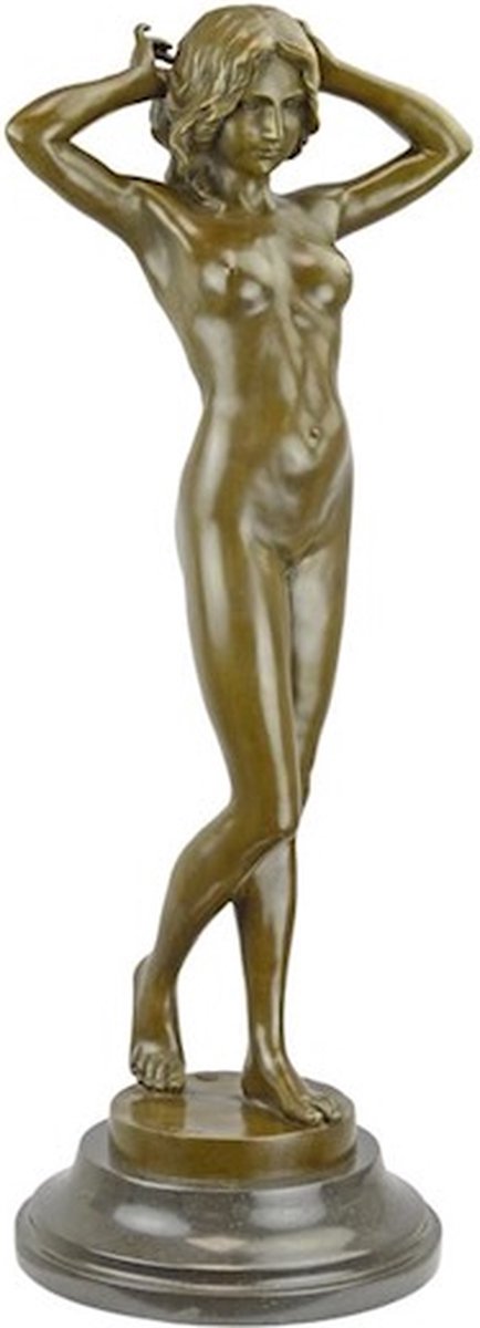 Naakte Vrouw - Bronzen Beeld - Blote Dame - Brons Sculptuur - Kunst - Erotisch Decoratie - 29x29x78