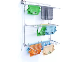 Foxydry Tower 108 cm - 3 droogrekken boven elkaar, inklapbaar en hoogte verstelbaar -bediening links- 108 x 52 x 137 cm