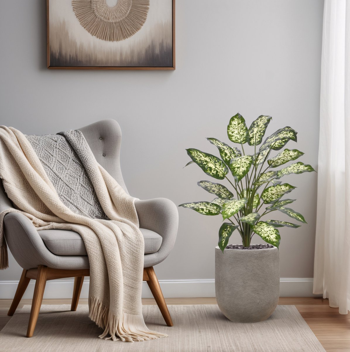 maxifleur Kunstplanten Dieffenbachia Kunstplant 75cm Deluxe Groen