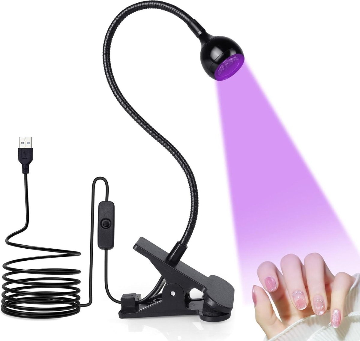 UV-nageldroger mini UV-lamp 3W oplaadbaar USB-licht draagbare led-nagelzaklamp - Zwart 1PCS