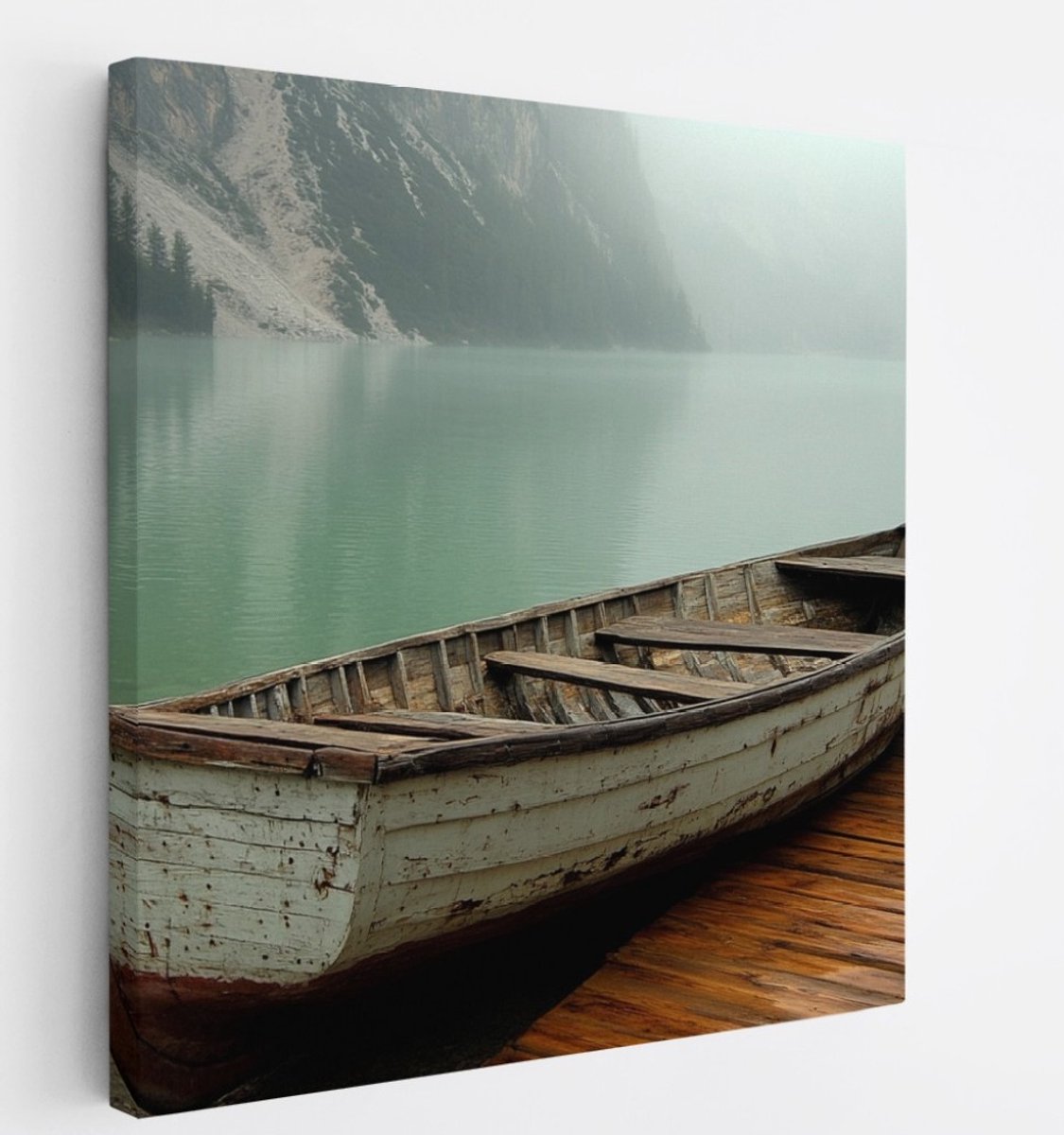 Saammp Canvas Schilderij - Oude Boot - Landschap - Natuur - 60x60 - Foto op canvas - Wanddecoratie - Muurdecoratie Woonkamer - Slaapkamer decoratie - Canvas Print