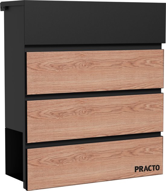 Foto: Practo garden brievenbus wandbrievenbus cannes met krantenhouder krantenhouder zwart met houtlook houtlook