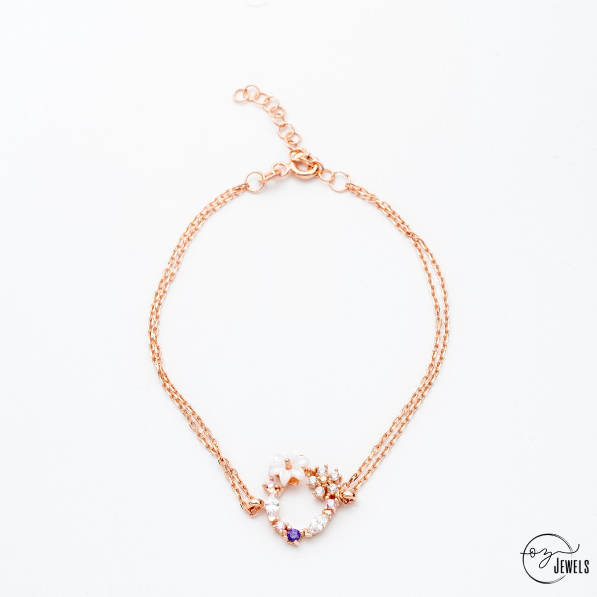 OZ Jewels – Magnolia Bloem Armband – Verzilverd – Vrouwen – Verstelbare
