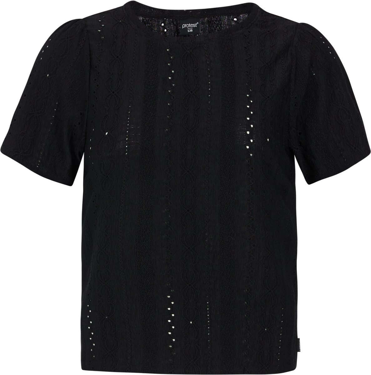 Protest Prtfolio – T shirt Dames – Korte mouwen – Ronde hals Zwart
