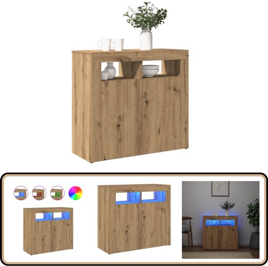 vidaXL Dressoir 90x34x80 cm bewerkt hout artisanaal eikenkleur