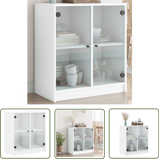 vidaXL Dressoir 70x41x75 cm spaanplaat hoogglans wit, buffetkast, kast, opbergmeubel, opbergkast, opslagkast, bijzetkast, zijkast, hoge kast, ladekast