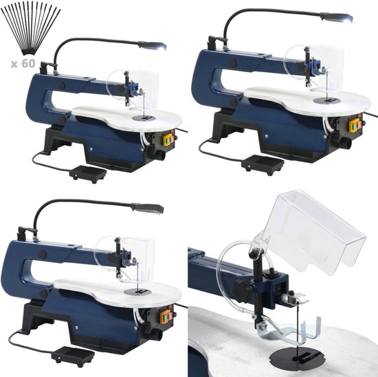 vidaXL Figuurzaagmachine elektrisch met voetpedaal en LED-lampje 125 W - Figuurzaag - Figuurzagen - Zaag - Zagen