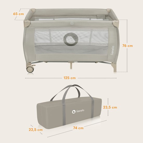 Lionelo Stefi Plus - Campingbedje 2in1 - Meegroeibed - Reisbedje en box voor kinderen tot 15 kg - Zijrtis - Hoogwaardige schuimmatras - Snel opvouwbaar van LIONELO — afbeelding 5