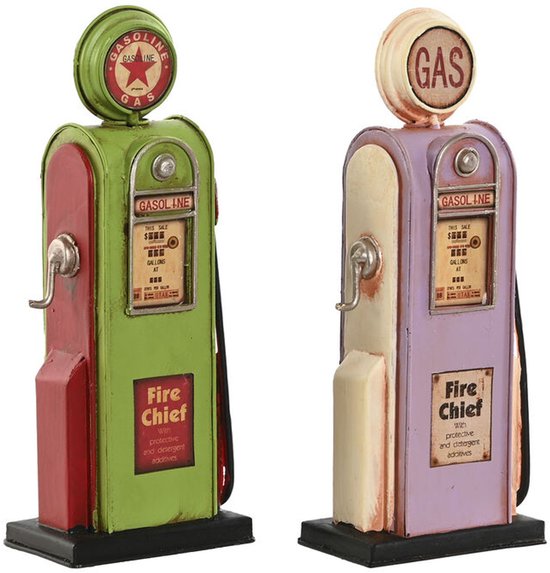 Figurines décoratives Home ESPRIT Magenta Pistache Vintage gasolinera 7 x 4 x 17 cm (2 Pièces)