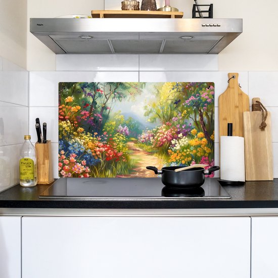 KitchenYeah® Protection plaque induction 90x52 cm - Nature - Paysage - Coloré - Protege plaque de cuisson - Couvre plaque induction - Protecteur d'induction - Cuisine