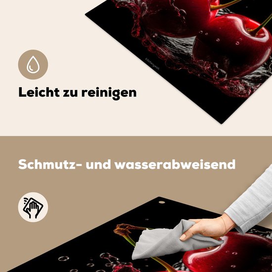 KitchenYeah® Protection plaque induction 60x55 cm - Cerises - Fruits - Eau - Protege plaque de cuisson - Couvre plaque induction - Protecteur d'induction - Cuisine