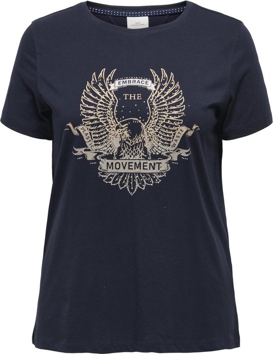ONLY CARMAKOMA CARBRINNA LIFE SS REG TEE JRS Dames T-shirt - Night Sky Eagle With Studs
