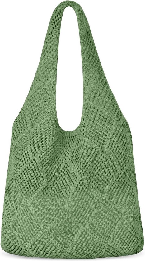 Gehaakte Strandtas – Beige met Bloemen – Charms & Bangles