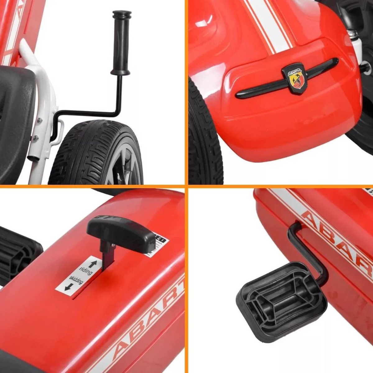 Abarth Skelter 3 tot 7 jaar – Officieel Gelicentieerde Go Kart met Skiddingmodus & EVA-Wielen – Kindervoertuig met Verstelbaar Zadel & Handrem – Rood — afbeelding 5