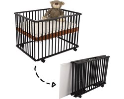 Product: Cabino Baby Box Inklapbaar Met In Hoogte Verstelbare Bodem Zwart, van het merk 