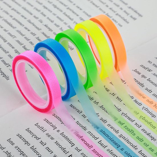 10 rollen highlight-strips, afneembaar markeerband, 3,5 x 0,6 x 0,6 cm