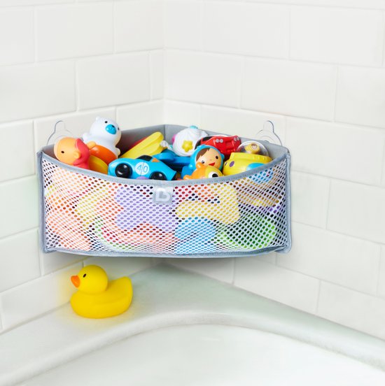Munchkin High 'n Dry Opbergnet voor Badspeelgoed - Badorganizer - Makkelijk Badspeelgoed Opbergen! - Sterke Zuignap - Exclusief Speelgoed - Grijs