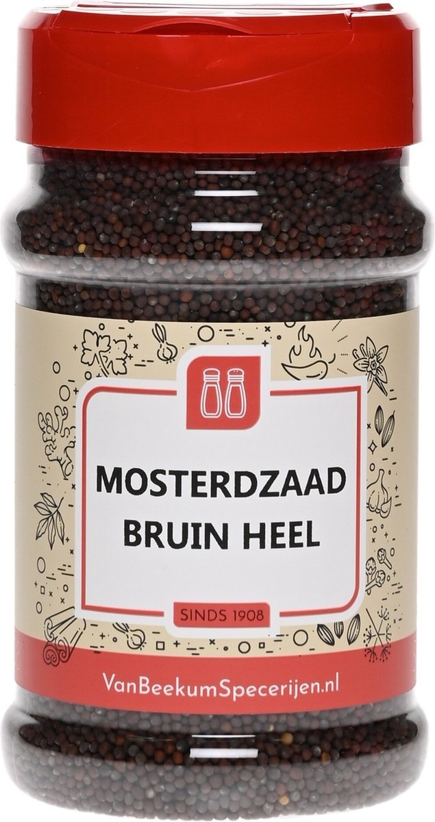 Goedkoopste Van Beekum Specerijen - Mosterdzaad Bruin Heel - Strooibus 230 gram