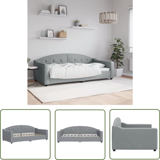 vidaXL Daybed - Slaapbank - Slaapbank 90x190 cm stof lichtgrijs - Sofa Bed - Tweepersoonsbed - Lounge Meubels