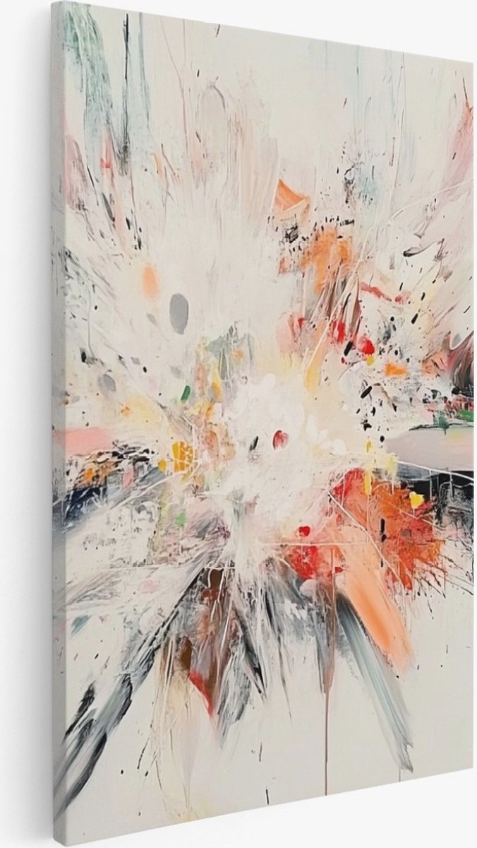 Saammp Canvas Schilderij - Kleurrijke kunst - Explosie verfspetters - Abstract - 20x30 - Foto op canvas - Wanddecoratie - Muurdecoratie Woonkamer - Kantoor Decoratie Multicolor
