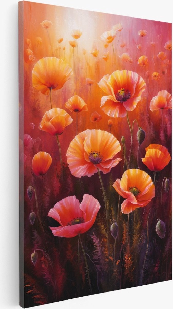 Saammp Canvas Schilderij - Bloemen - Oranje Rozen - 40x50 - Foto op canvas - Wanddecoratie - Muurdecoratie Woonkamer - Kantoor Decoratie Multicolor
