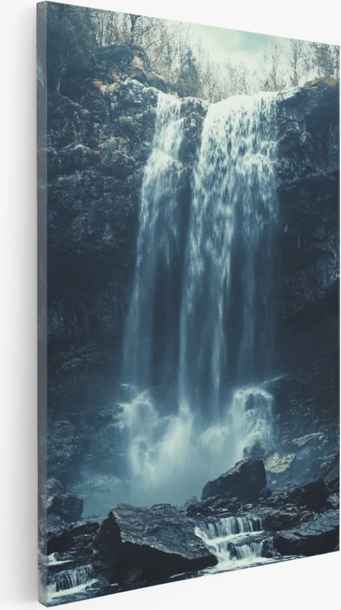 Saammp Canvas Schilderij - Natuur - Waterval - Ijsland - landschap - 50x70 - Foto op canvas - Wanddecoratie - Muurdecoratie Woonkamer - Slaapkamer decoratie - Canvas Print Multicolor