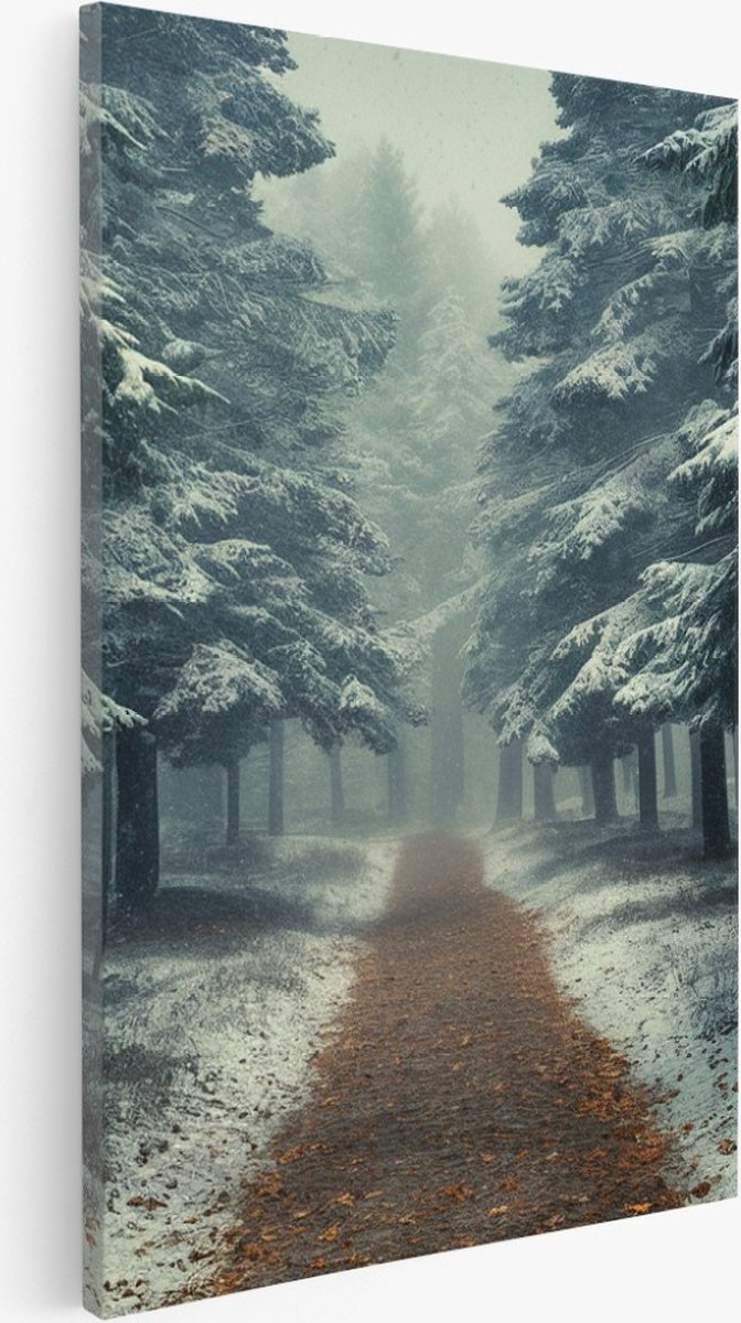 Saammp Canvas Schilderij - Landschap - Bomen tijdens de winter - Natuur - 40x60 - Foto op canvas - Wanddecoratie - Muurdecoratie Woonkamer - Slaapkamer decoratie - Canvas Print Multicolor