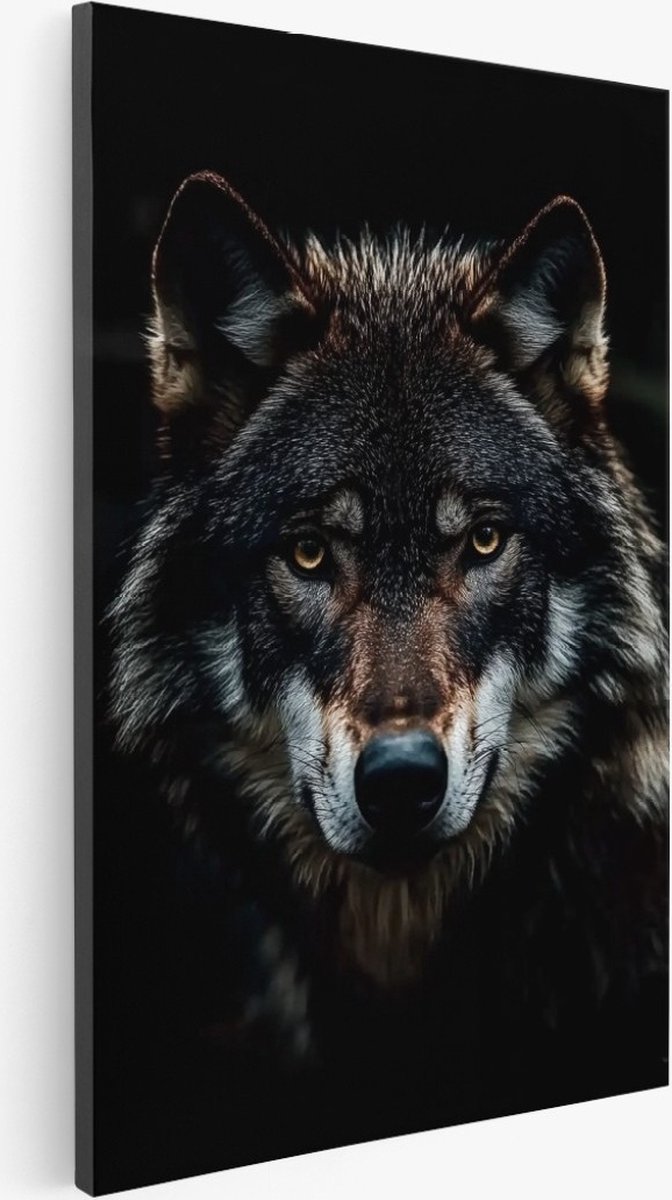 Saammp Canvas Schilderij - Wolf portret - Dieren - Natuur - 50x70 - Foto op canvas - Wanddecoratie - Muurdecoratie Woonkamer - Slaapkamer decoratie - Canvas Print Multicolor