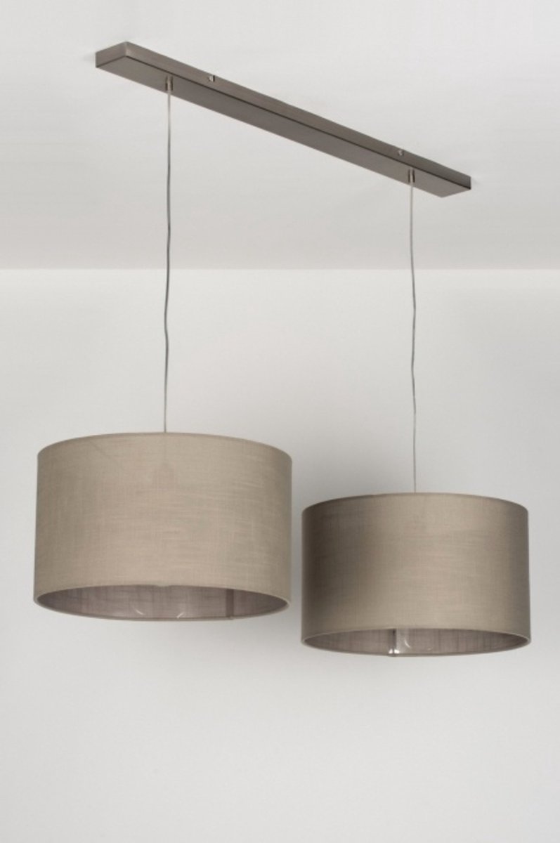 Lumidora Hanglamp 30625 - LOURDES - 2 Lichts - E27 - Taupe - Textiel