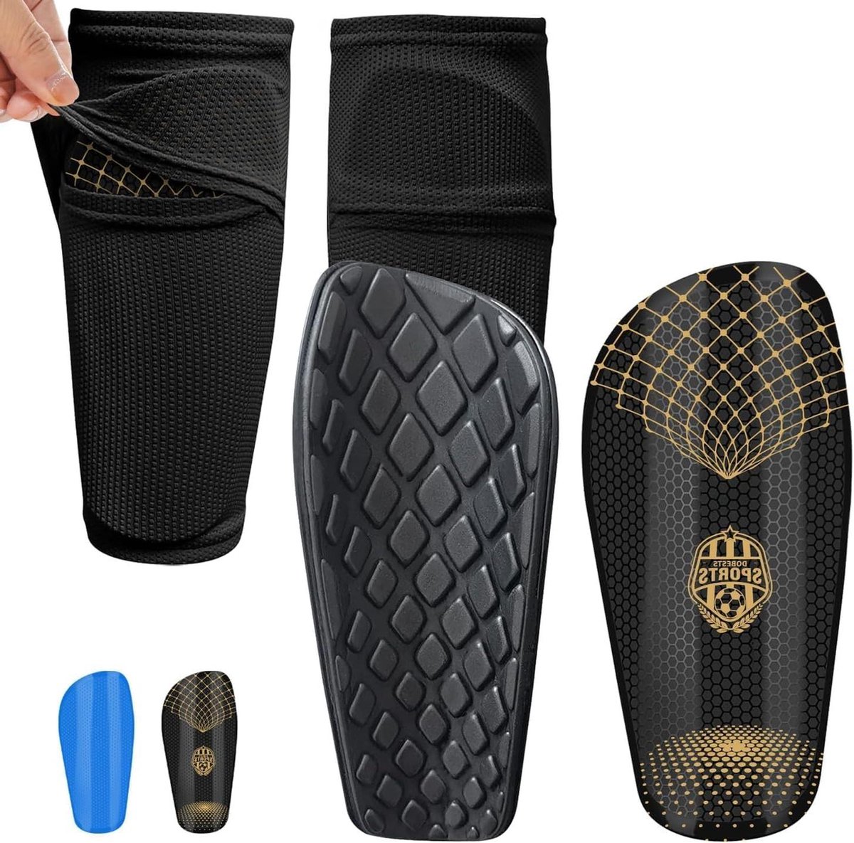 Scheenbeschermers - kinderen en volwassenen - voetbalshin guards - insteekzak - anti-slip mouwen - geoptimaliseerde bescherming - voetballers .