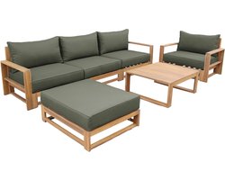sweeek - Tuinset van hout voor 5 personen - mendoza - bank, fauteuils en salontafel van acacia, 6 modulaire elementen, design