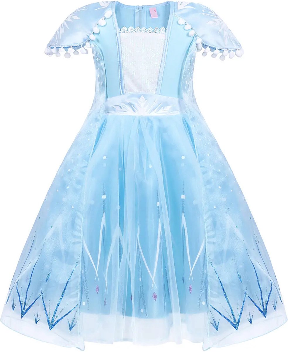 Prinsessendroom - Elsa jurk klassiek - 134/140 (140) 8/9 jaar - Prinsessenjurk - Verkleed kleding - Feestjurk