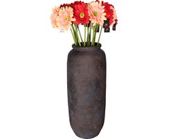 Kunstbloemen boeket Gerbera - 8x - 72 cm - zalm/rood - real touch - kunst zijdebloem