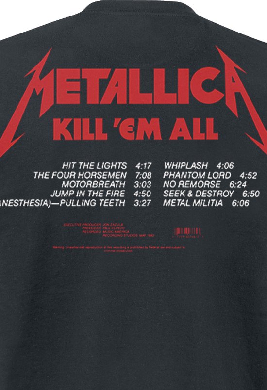 Metallica Tshirt Homme -L- Kill 'Em All Tracks Zwart