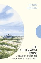 Boekcover met illustratie van een klein huisje op een duin, met de titel 'The Outermost House' en 'Henry Beston'.
