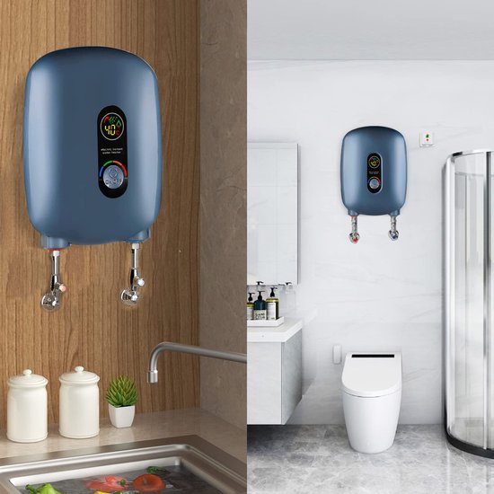 CEIEVER elektrische doorstroomboiler zonder reservoir, met led-display, 220 V, 3000 W, onmiddellijke verwarming voor de douche in de badkamer, wit