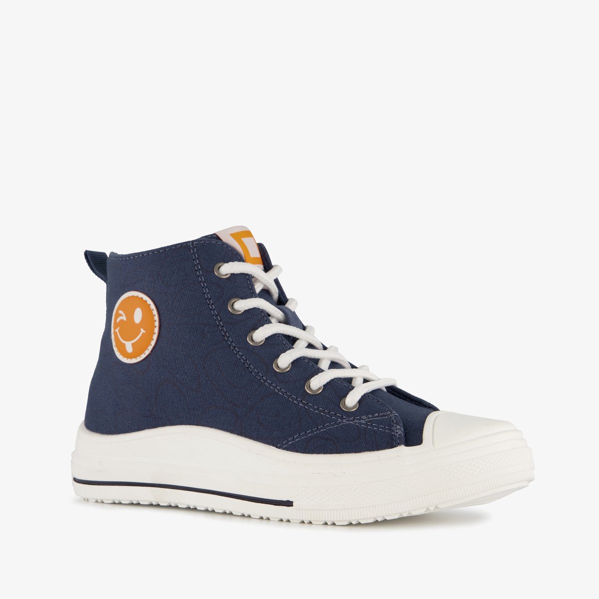 Blue Box hoge jongens sneakers met smiley blauw - Maat 31