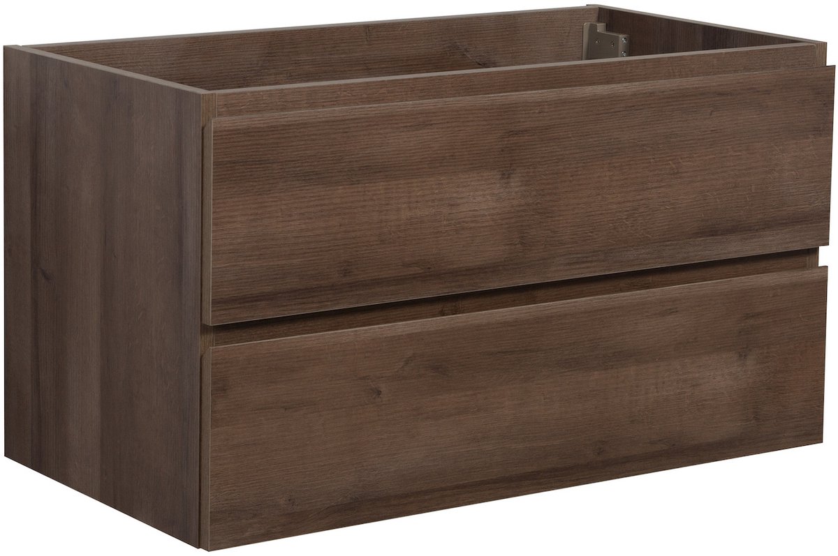Badplaats Wastafelkast Angela 80 x 48 cm – Bruin Eiken – Hangend Wastafelmeubel Met Lades