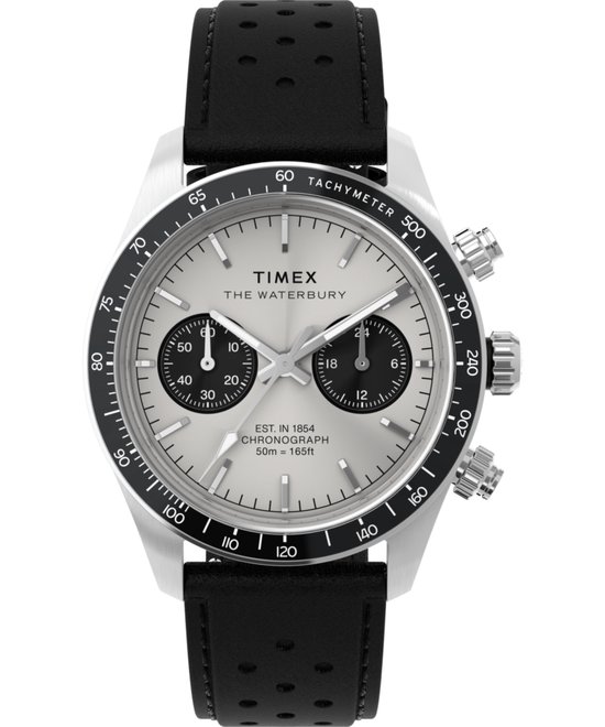 Montre Timex Waterbury Heritage TW2Y19300 - Cuir - Zwart - Ø 39 mm