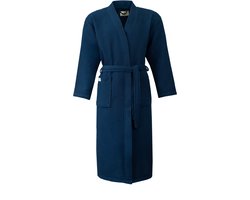 Linden&Green - Sauna badjas wafel - Navy M - unisex badjas - wafel badjas katoen