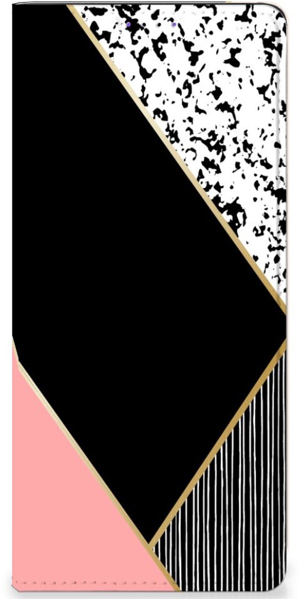 Samsung Galaxy A22 5G Stand Case Zwart Roze Vormen
