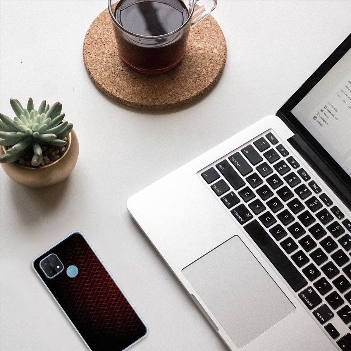 OPPO A15 TPU bumper Geruit Rood